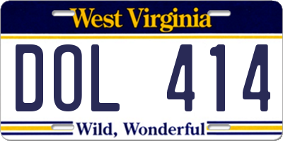 WV license plate DOL414