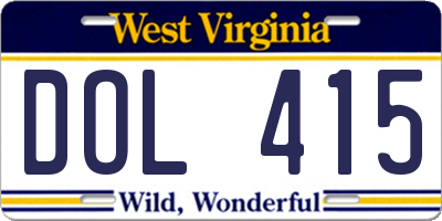 WV license plate DOL415
