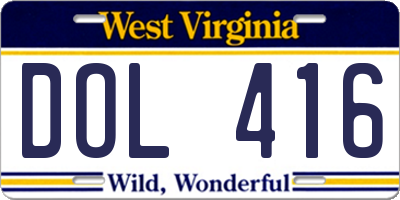 WV license plate DOL416