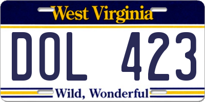 WV license plate DOL423