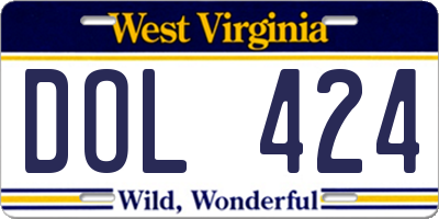 WV license plate DOL424