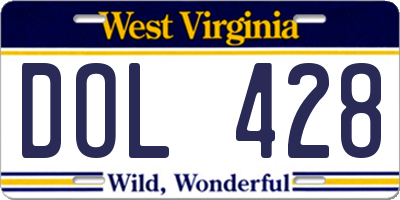 WV license plate DOL428