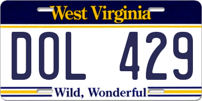 WV license plate DOL429