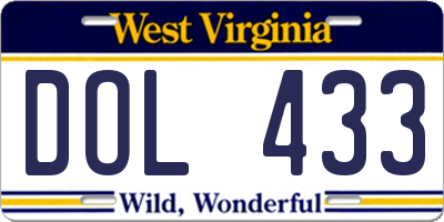 WV license plate DOL433