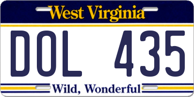 WV license plate DOL435
