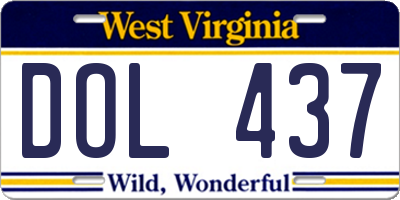 WV license plate DOL437