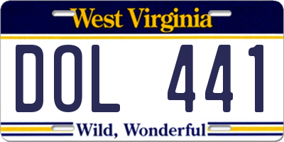 WV license plate DOL441