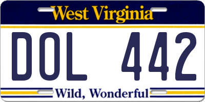 WV license plate DOL442