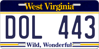 WV license plate DOL443