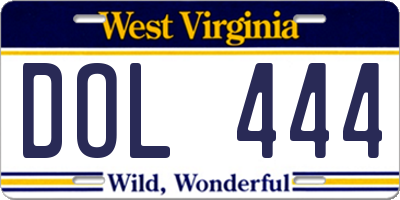 WV license plate DOL444