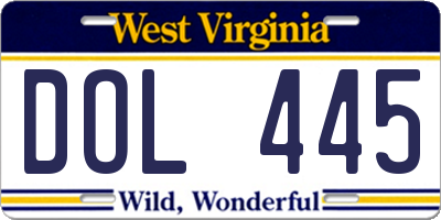 WV license plate DOL445