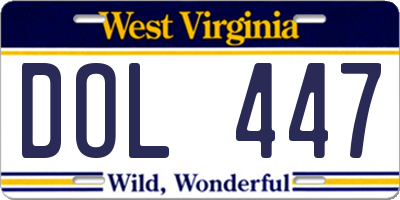 WV license plate DOL447