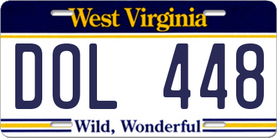 WV license plate DOL448