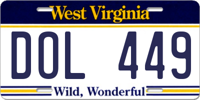 WV license plate DOL449