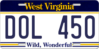 WV license plate DOL450