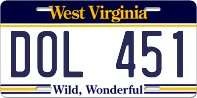 WV license plate DOL451
