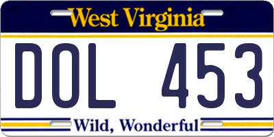 WV license plate DOL453