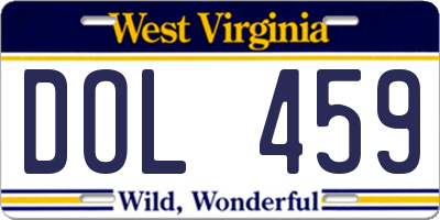 WV license plate DOL459