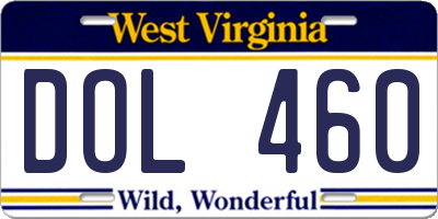 WV license plate DOL460