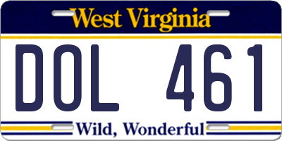 WV license plate DOL461