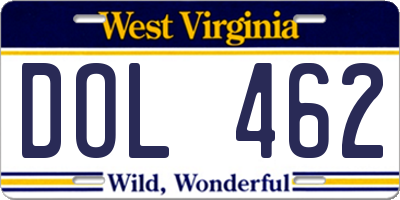 WV license plate DOL462