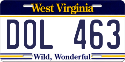 WV license plate DOL463