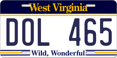 WV license plate DOL465