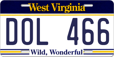WV license plate DOL466