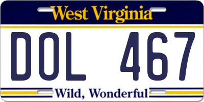WV license plate DOL467