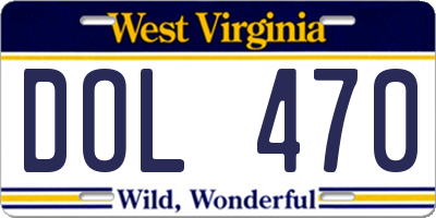 WV license plate DOL470