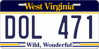 WV license plate DOL471