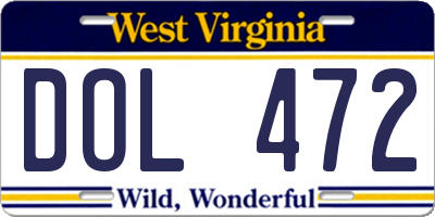 WV license plate DOL472