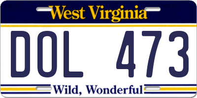 WV license plate DOL473