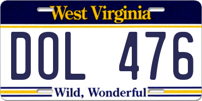 WV license plate DOL476