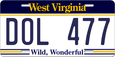 WV license plate DOL477