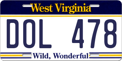 WV license plate DOL478