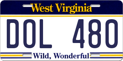 WV license plate DOL480