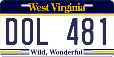 WV license plate DOL481