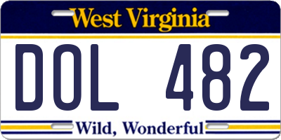 WV license plate DOL482