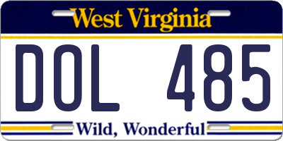 WV license plate DOL485