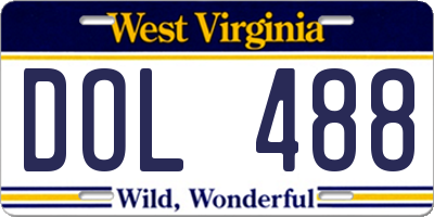 WV license plate DOL488