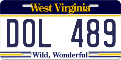 WV license plate DOL489