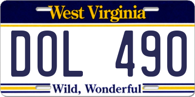 WV license plate DOL490
