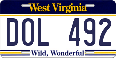 WV license plate DOL492