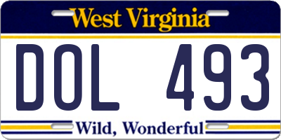 WV license plate DOL493