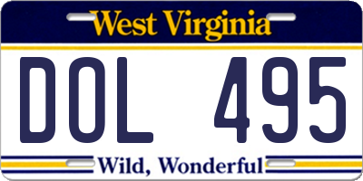 WV license plate DOL495