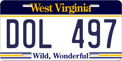WV license plate DOL497