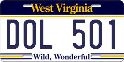 WV license plate DOL501