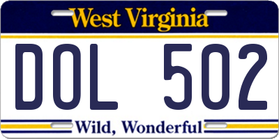 WV license plate DOL502