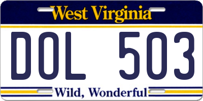 WV license plate DOL503